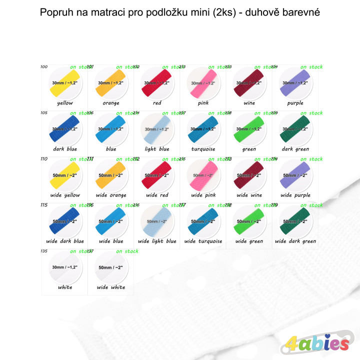 Popruh na matraci pro podložku mini (2ks) - duhově barevné