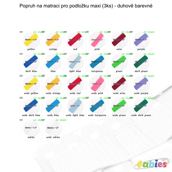 Popruh na matraci pro podložku maxi (3ks) - duhově barevné