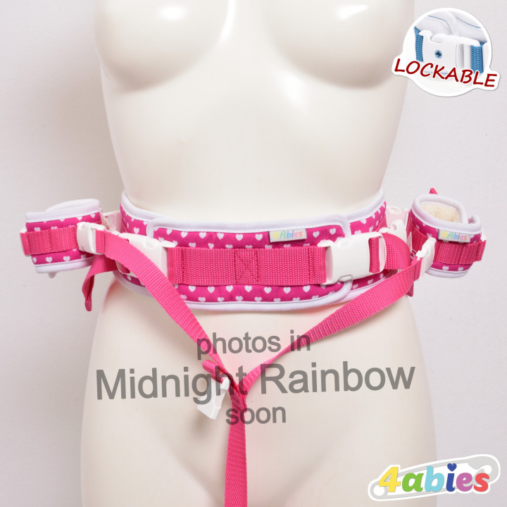 Lockable BellyHug – Waist Restraint Belt for Littles & ABDL Play - Midnight Rainbow