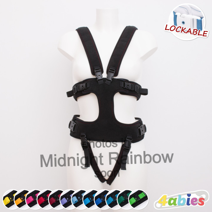 Lockable Full Body Harness V - Midnight Rainbow
